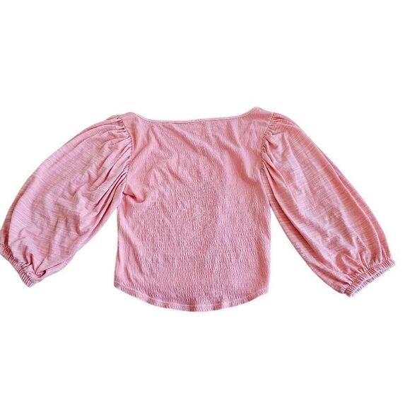 Free people womens Sz L coral Day lily puff Sleeves Top - Picture 3 of 7